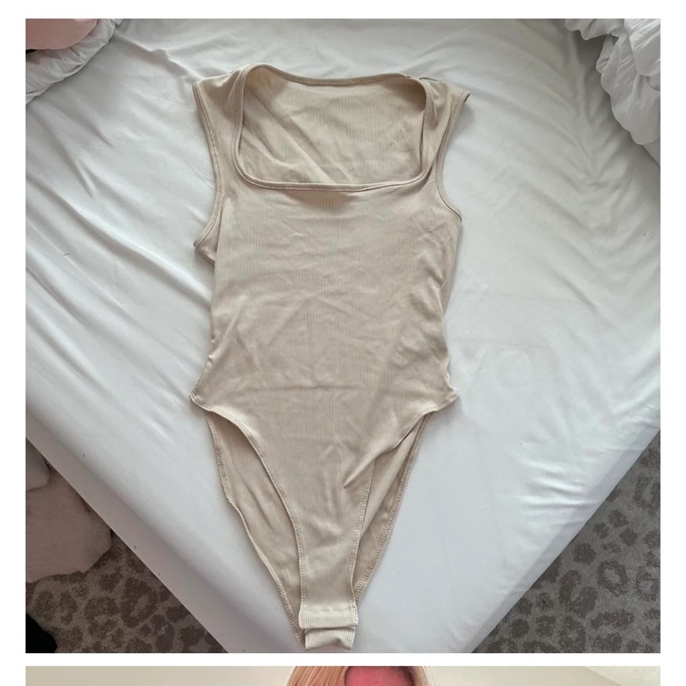 Beige tank top bodysuit